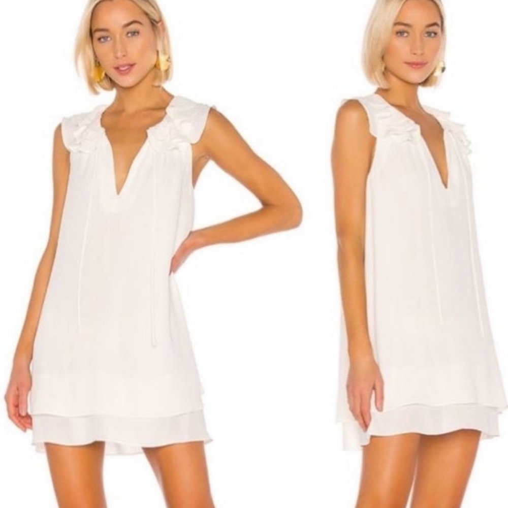 Revolve Amanda Uprichard Belle Mini Dress Sleeveless Ivory SMALL flowy silky